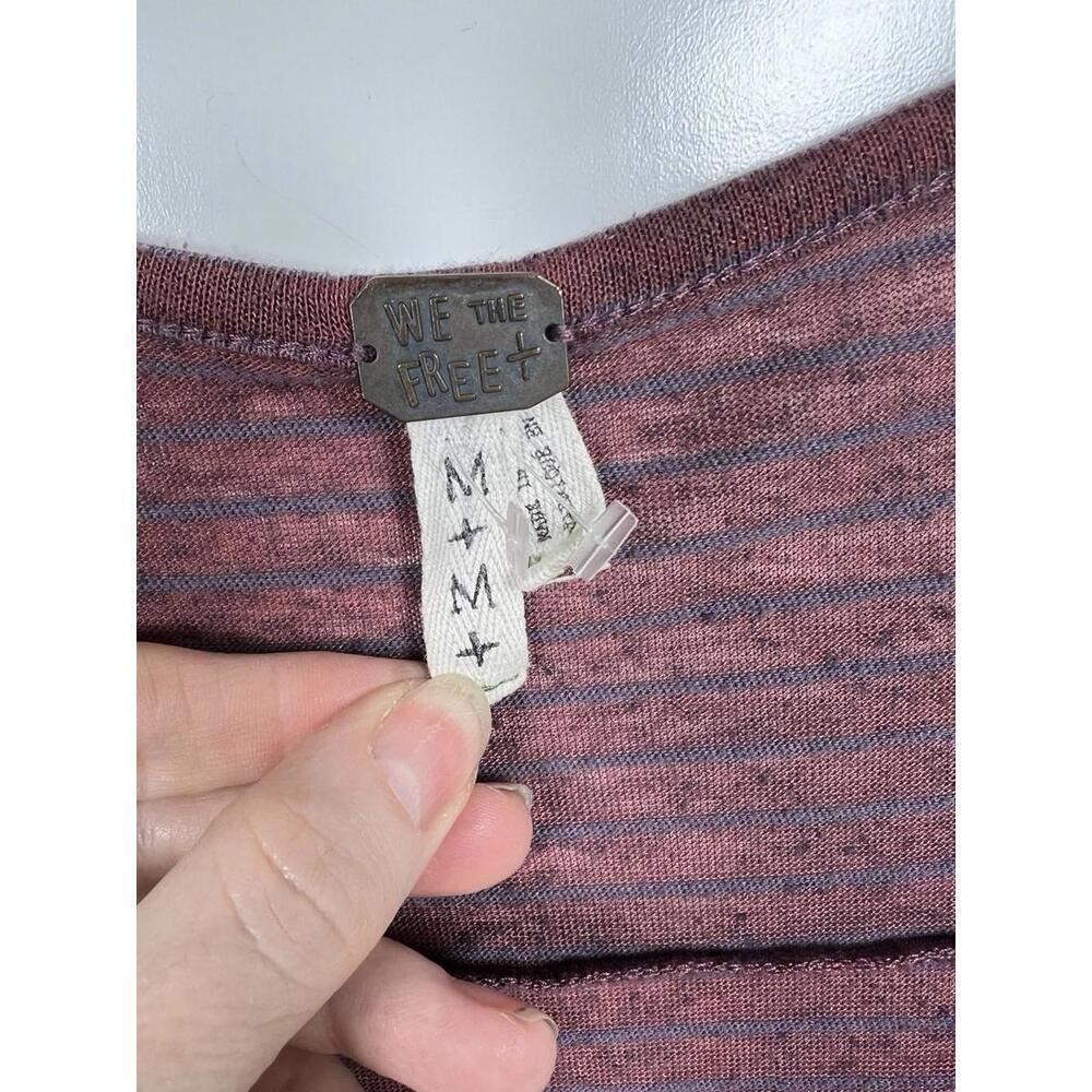 Free People We The Free Weekend Warrior Top Size Med Oversize Brick Stripe Boho - Picture 5 of 8